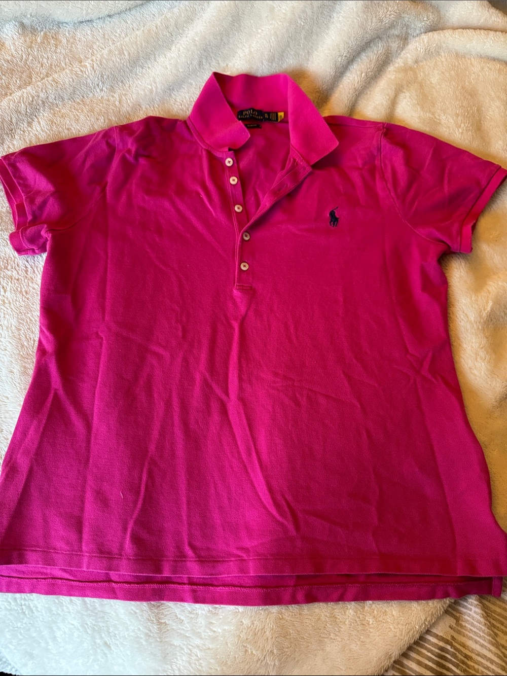 Ralph Lauren Hot Pink Polo Shirt with Navy Pony